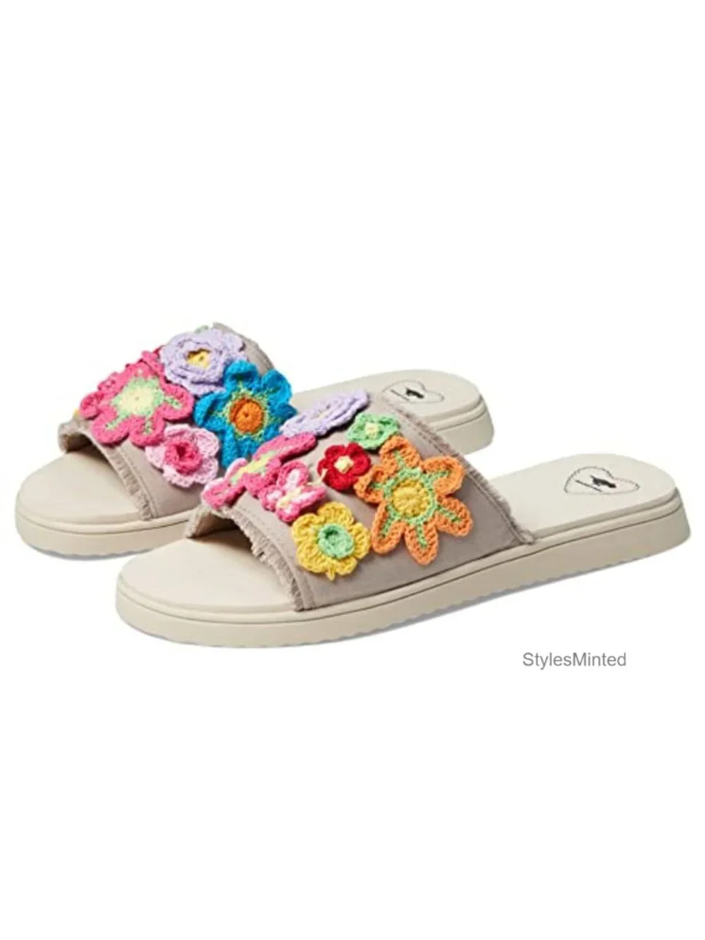 Rocket Dog Novel Floral Slide Sandal Women's Leather Cushioned Slip On